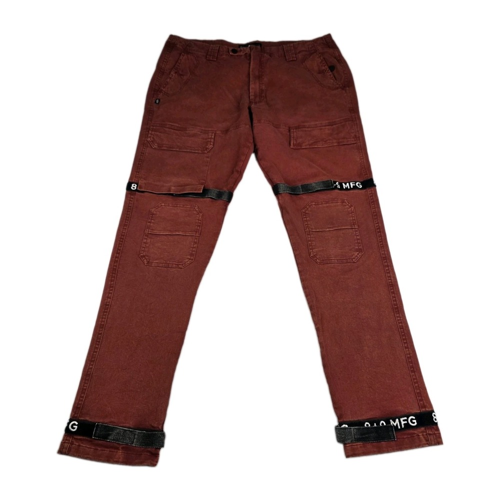 8&9 MFG Jeans Mens Size 38 Strapped Up Vintage Wash Utility Pants Burnt Orange